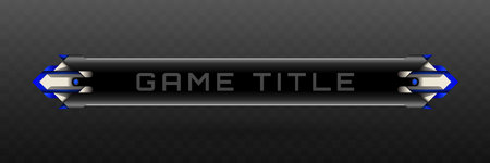 Game Title Lower Third Banner in Metallic black, Silver and Navy Blue Color Theme for Game UI Designsのイラスト素材