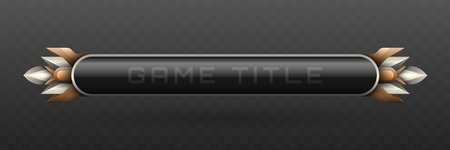 Game Title Lower Third Banner in Metallic black, Silver and Beige Color Theme for Fantasy Game UI Designsのイラスト素材