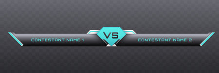 Game Versus Lower Third in Metallic Black, Silver and Turquoise Blue Color Theme for Esports, Gaming, and Sports Broadcastsのイラスト素材