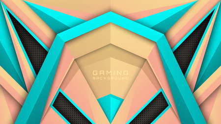 Abstract Modern Gaming Background in Peach and Aqua Blue, Esports Backdrop for Streamers and Gamersのイラスト素材