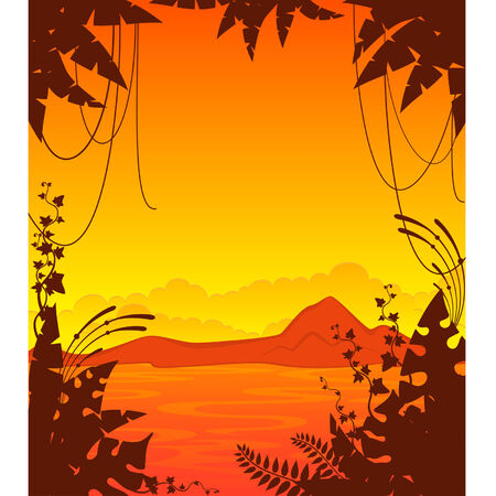 Small Island with tropical palmsのイラスト素材