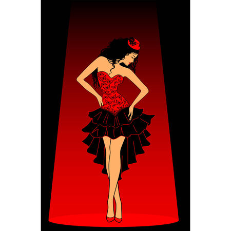 beautiful lady in a red dressのイラスト素材