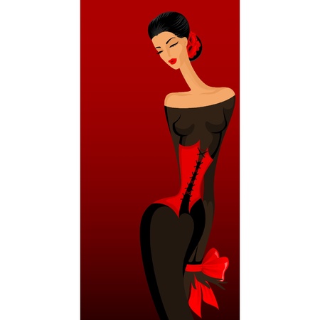 Beautiful lady in dressのイラスト素材