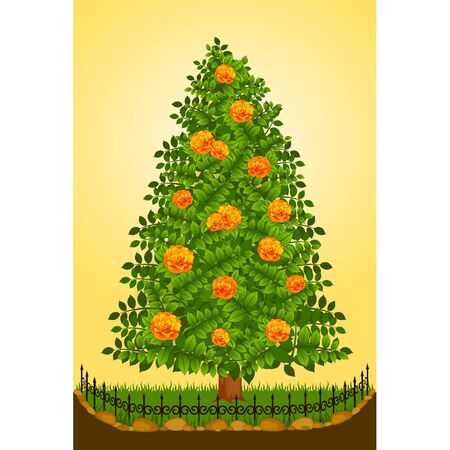 Beautiful trees with fenceのイラスト素材