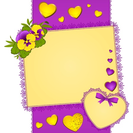 Pansy with lace ornaments on backgroundのイラスト素材