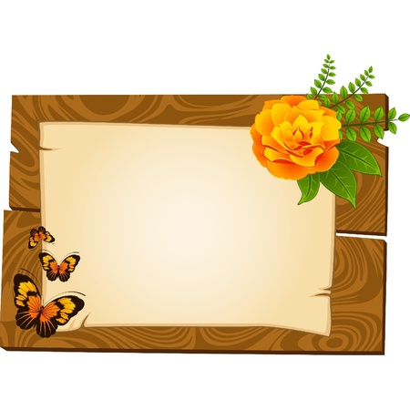 Beautiful wooden pointers with flowers are isolated on the whiteのイラスト素材