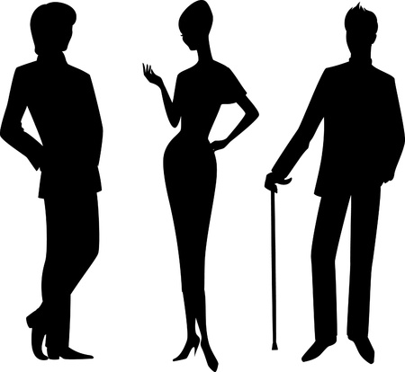 Vintage silhouette of girl with man.の写真素材