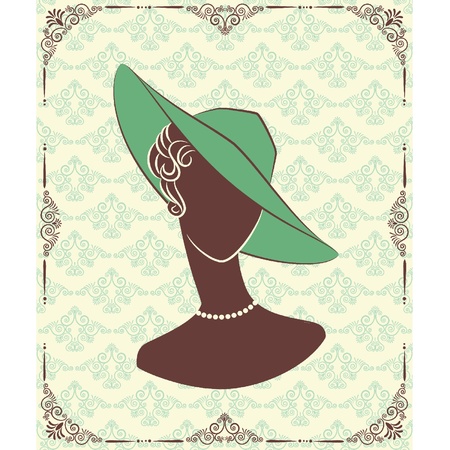 Vintage fashion girl in hat.のイラスト素材