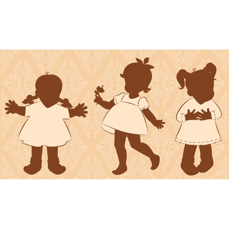 Vintage cartoon little girls.のイラスト素材