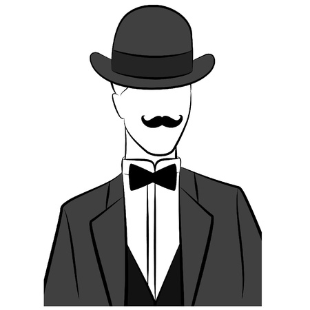 Vintage silhouette of man in hatのイラスト素材