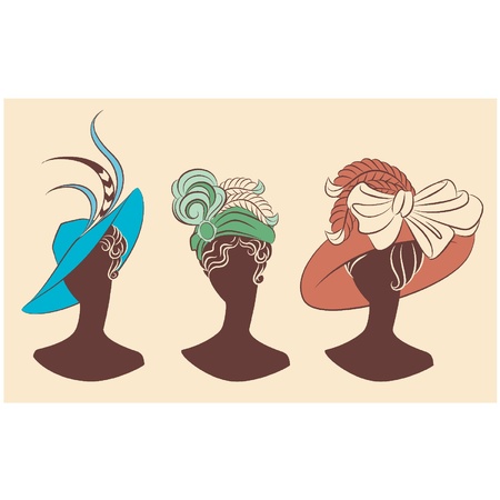 Vintage fashion girl in hat.のイラスト素材