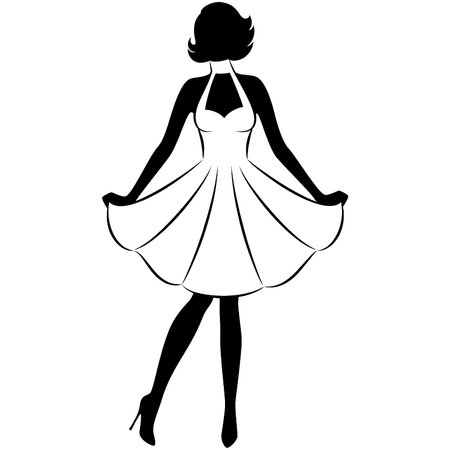 Vintage silhouette of girl .のイラスト素材