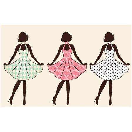 Vintage silhouette of girl .のイラスト素材