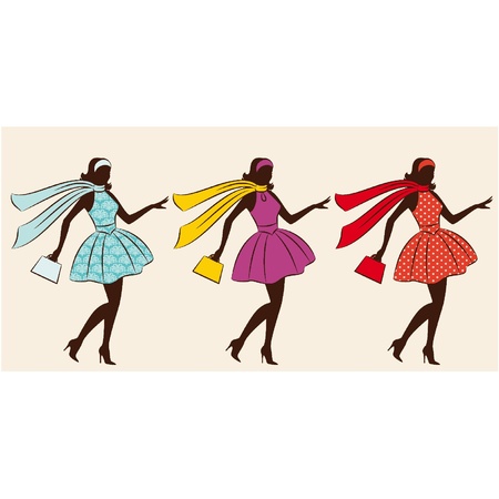 Vintage silhouette of girl .のイラスト素材