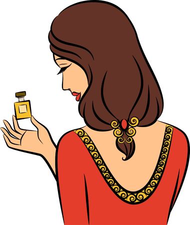 Vintage fashion girl with perfume.の写真素材