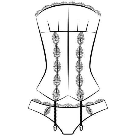Vintage corset with beautiful ornament on the background. Vectorのイラスト素材