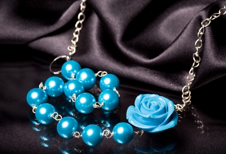 Beautiful bijouterie on black backgroundの写真素材