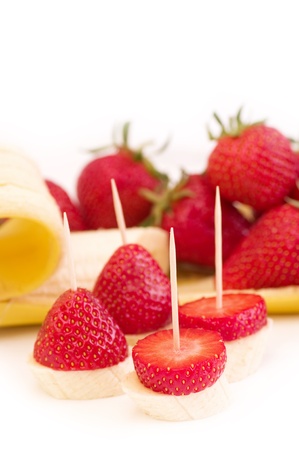 Strawberry and bananaの写真素材