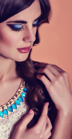 Fashion woman with jewelry precious decorations の写真素材