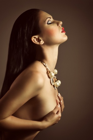 Fashion woman with jewelry precious decorations の写真素材