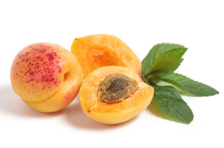 Tasty apricot isolated on a white backgroundの写真素材