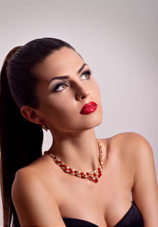 Beautiful young woman with makeup  Fashion portraitの写真素材