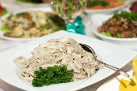 Tasty salad with meat and vegetablesの写真素材