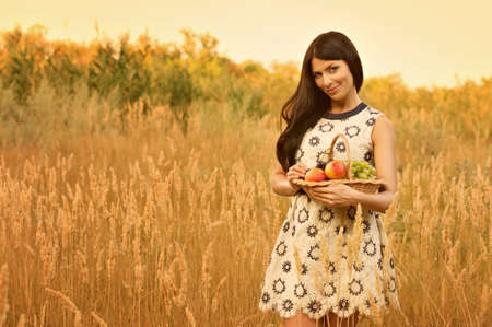 Beautiful young woman in the parkの写真素材