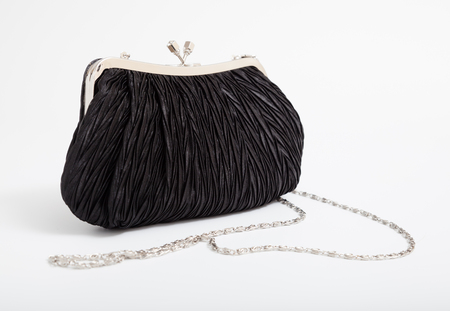 Black shoulder clutch back isolated on white の写真素材