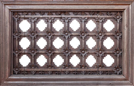 Old carving wood frame of flower pattern thai styleの写真素材