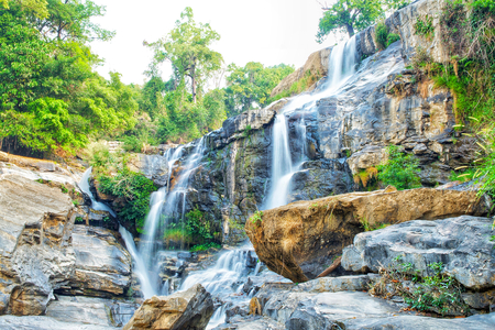 Mae Klang Waterfall at Doi Inthanon National Park, Chiang Mai, Thailand. Long exposure.の写真素材