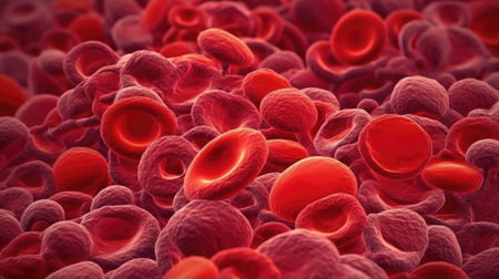 Microscope of Red blood cells. Science and medical concept.Generative AI (3)の素材