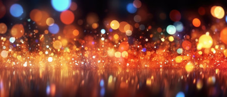 Colorful bokeh glow particle abstract background. Light blurred of rainbow light glitter. Glow texture background. Generative AIの素材