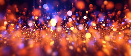 Colorful bokeh glow particle abstract background. Light blurred of rainbow light glitter. Glow texture background. Generative AIの素材
