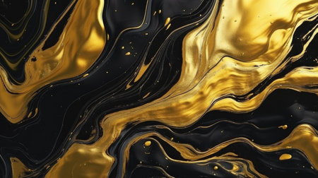 Gold and black marble texture background. Abstract wavy liquid luxurious natural pattern background. Generative AIの素材