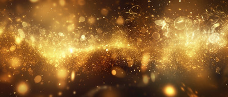 Gold glow particle abstract background. Light blurred of golden light glitter. Glow texture background. Generative AIの素材