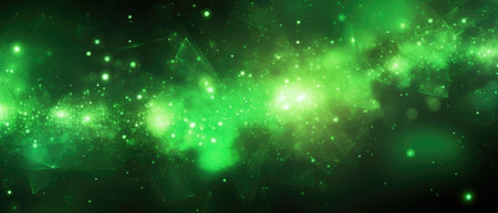Green glow particle abstract background. Light blurred of rainbow light glitter. Glow texture background. Generative AIの素材