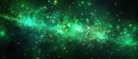 Green glow particle abstract background. Light blurred of rainbow light glitter. Glow texture background. Generative AIの素材