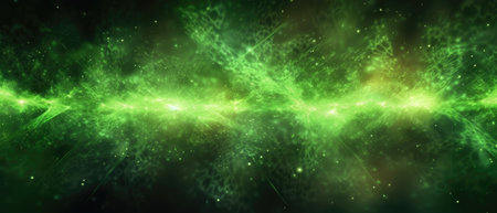 Green glow particle abstract background. Light blurred of rainbow light glitter. Glow texture background. Generative AIの素材