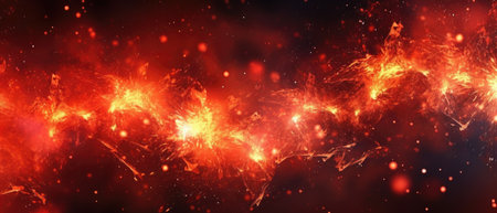 Red glow particle abstract background. Light blurred of light glitter. Glow texture background. Generative AIの素材