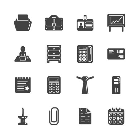 Solid icon set - office workspace eps 10のイラスト素材