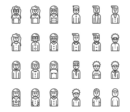 men and women avatars vector icon set eps 10のイラスト素材