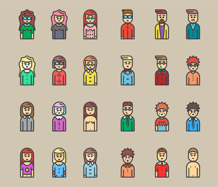 men and women avatars flat vector icon set eps 10のイラスト素材