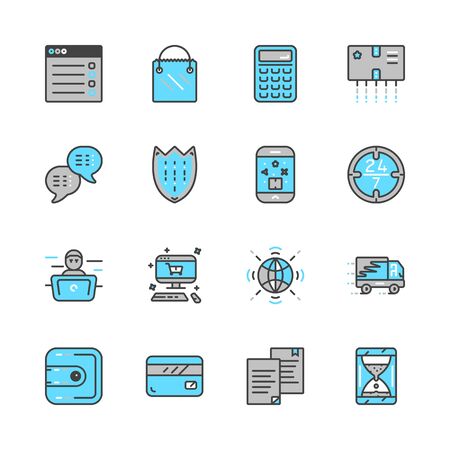 Mono color set of online pay related vector icons eps 10の写真素材