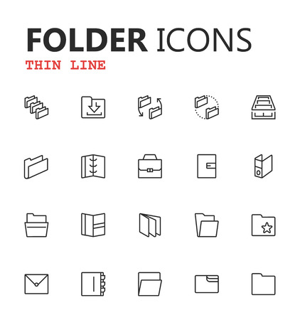 Simple modern set of folders and archives thin line icons. Premium symbol collection. Vector illustration. Simple pictogram pack. Editable Stroke.のイラスト素材