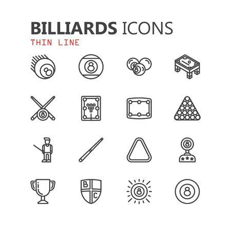 Simple modern set of billiards icons. Premium collection. Vector illustration.のイラスト素材