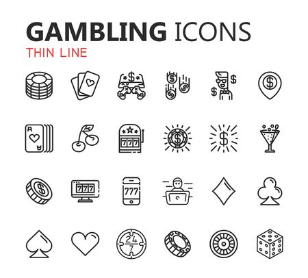 Gambling icons set. Card and casino, poker game, dice and ace. Vector illustration eps 10の写真素材