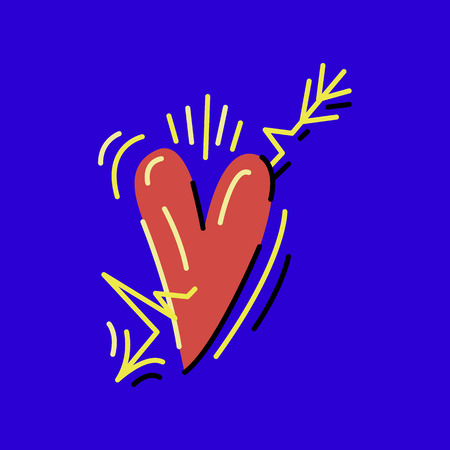 Heart with music arrow colored vector illustrationのイラスト素材