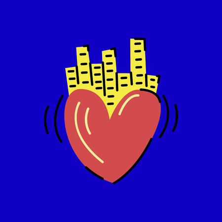 Heart with sound wave colored vector illustrationのイラスト素材