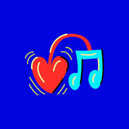 Brain with note, Music vector illustrationのイラスト素材